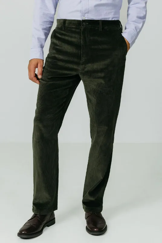 Green Corduroy Casual Trousers - Dobell