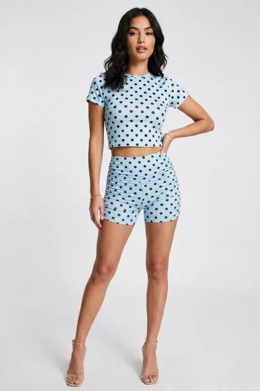 Polka Dot Crop Top and Shorts - Co-Ord Set