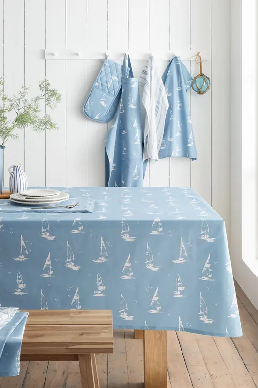 'Salcombe Boats' Cotton 137x178cm Table Cloth - Catherine Lansfield