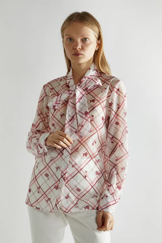 Pussy-Bow Chiffon Blouse