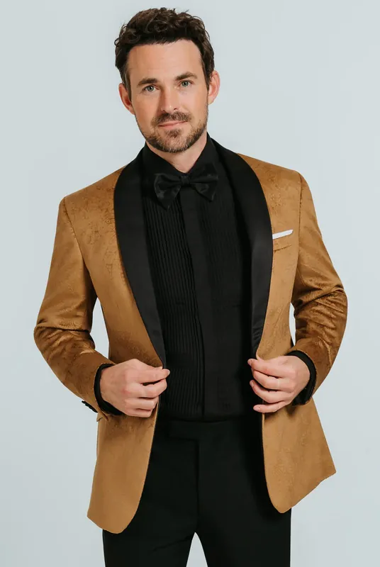 Gold Paisley Velvet 2 Piece Tuxedo - Dobell
