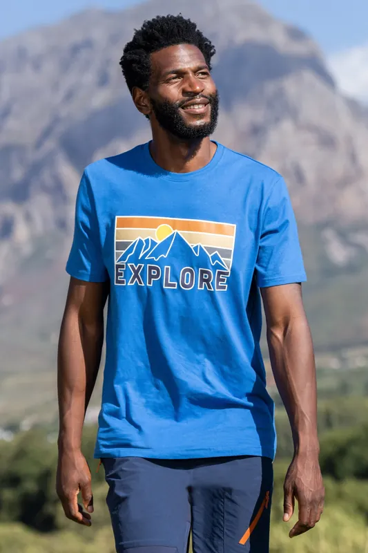 Explore Print Lightweight Short Sleeve 100% Cotton T-Shirt