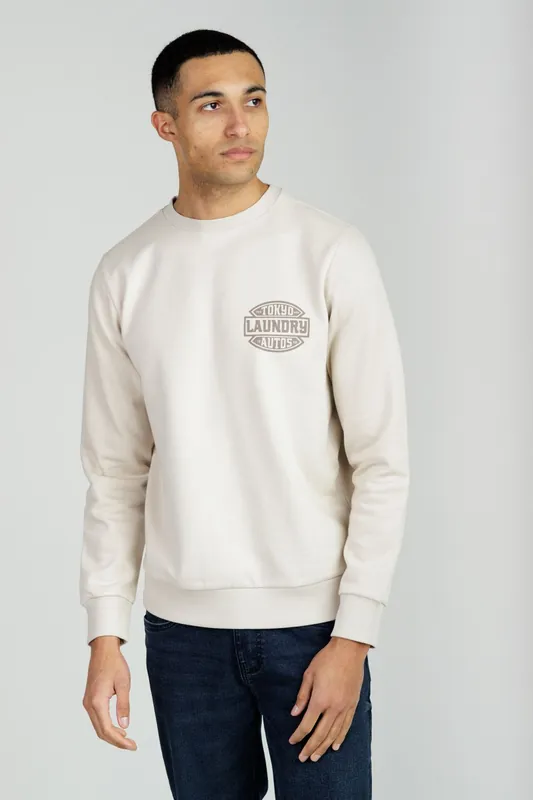 Printed Brushed Back Fleece Crew Neck Sweatshirt - Tokyo Laundry
