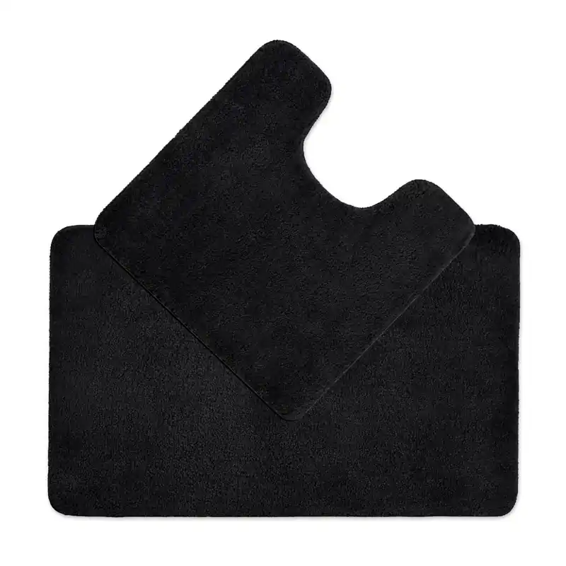Deep Pile Microfibre Non Slip Bath Mat Set - Allure Bath Fashions