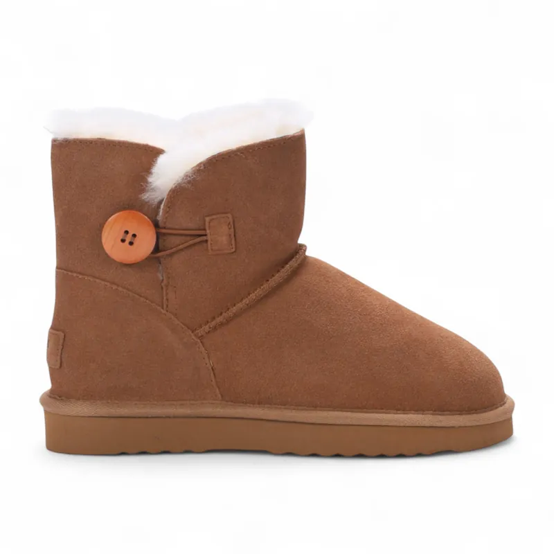 Sheepskin Suede Ankle Bootie Warm Winter Boots - Alpine