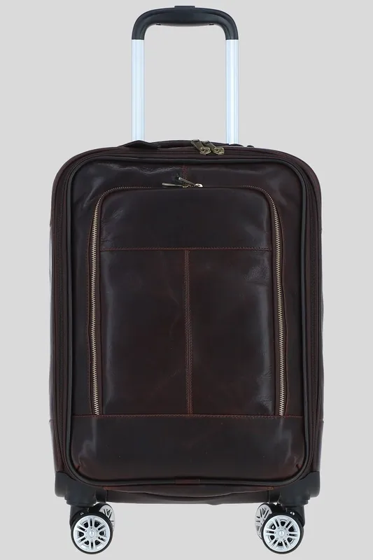 Real Leather Trolley Suitcase - Ashwood Leather
