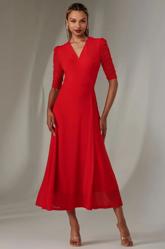Zeena Plain Wrap Mesh Maxi Dress - Jolie Moi
