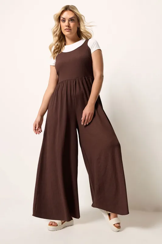 Textured Wide Leg Jumpsuit - Yours
