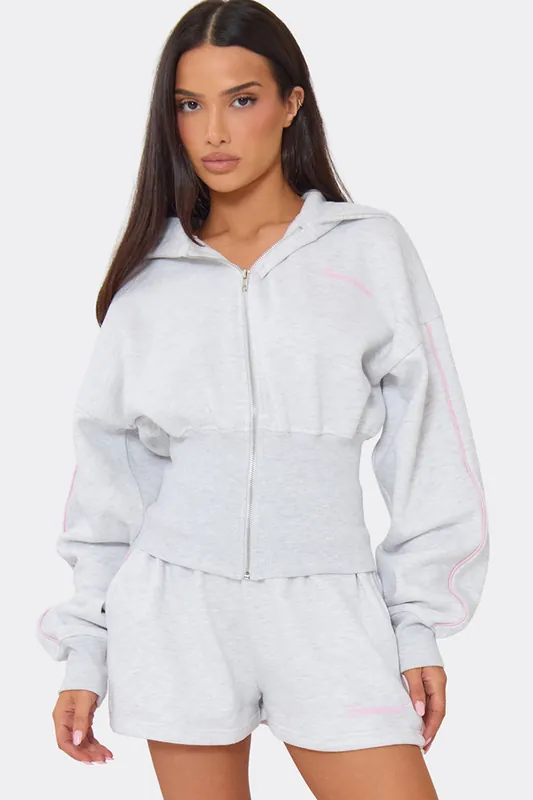 Long Sleeve Zip Contrast Stripe Striped Hoodie - EGO