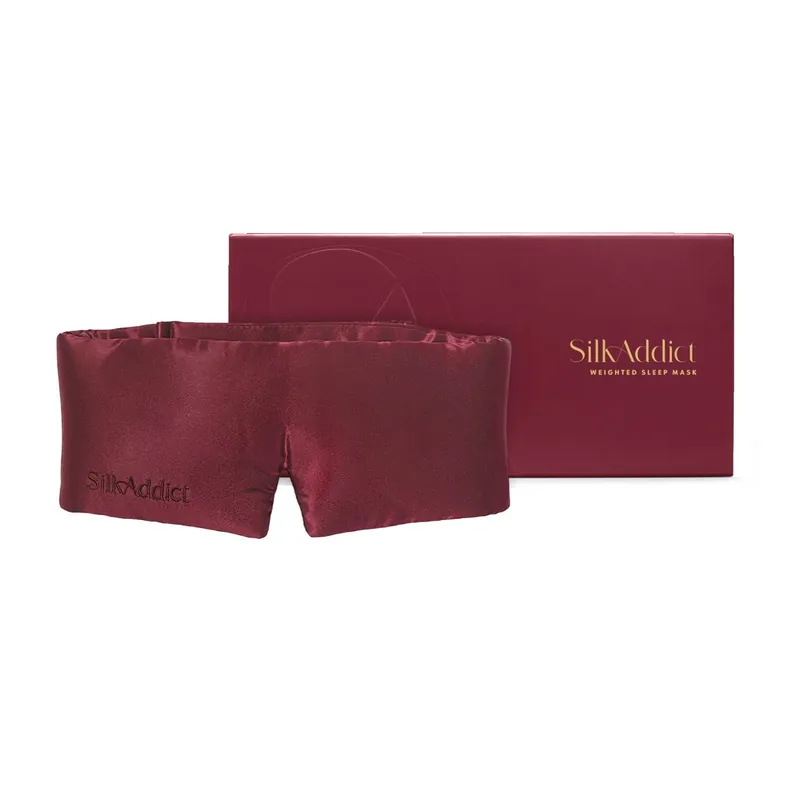 Silk Addict 100% Mulberry Silk Weighted Sleep Mask - Berry
