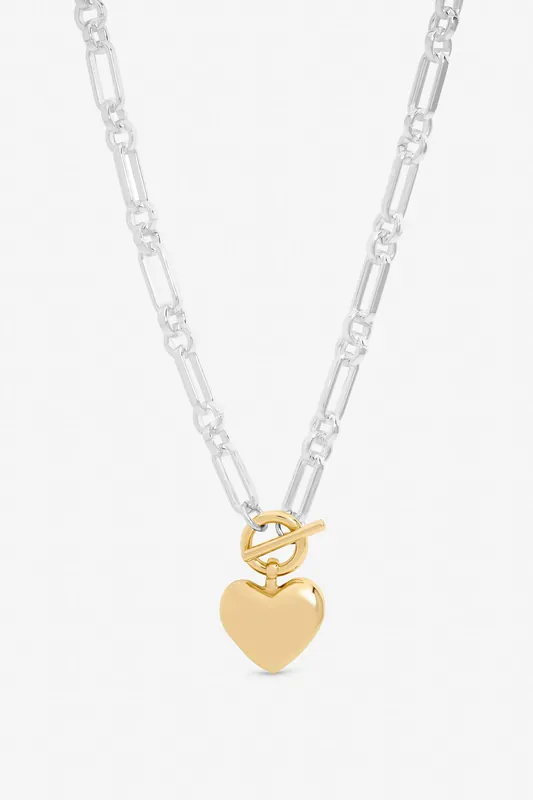 Two Tone Heart Link Necklace - Mood