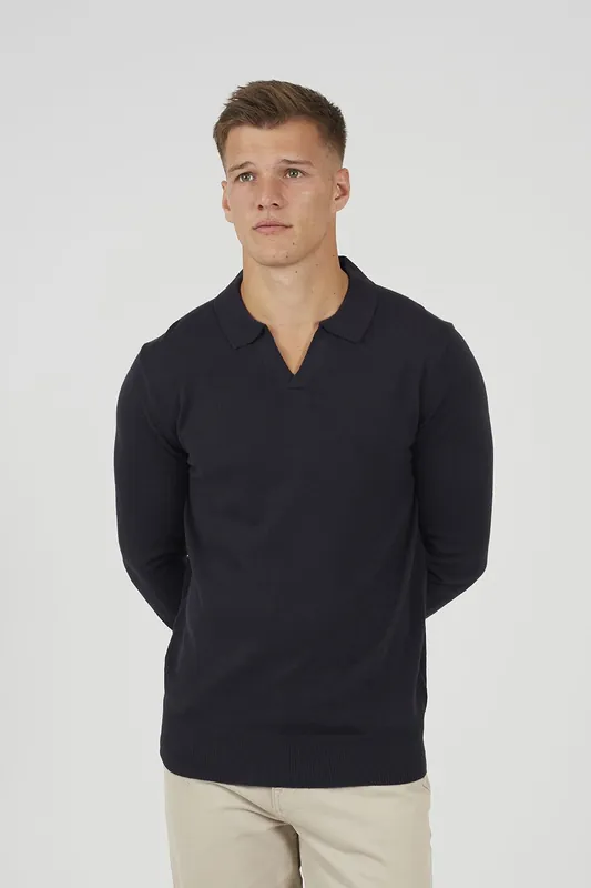 Trophy Neck Knitted Polo - Brave Soul