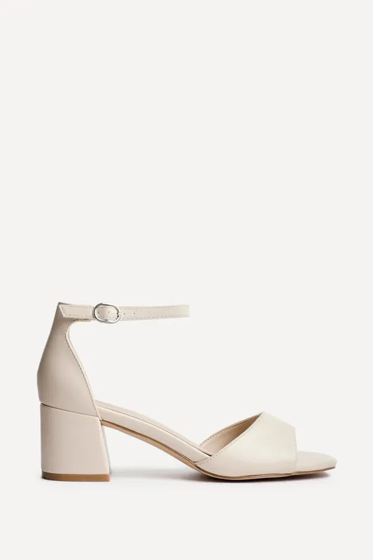 Maddie Nude Faux Leather Block Heels - Linzi