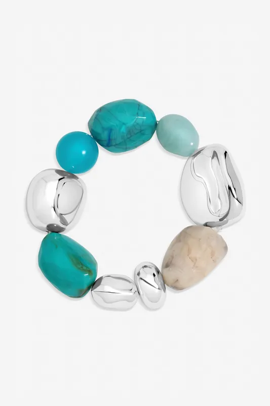 Silver and Turquoise Resin Stretch Bracelet - Mood