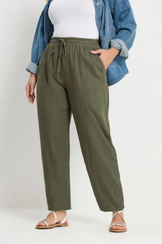 Barrel Leg Linen Trousers - Yours
