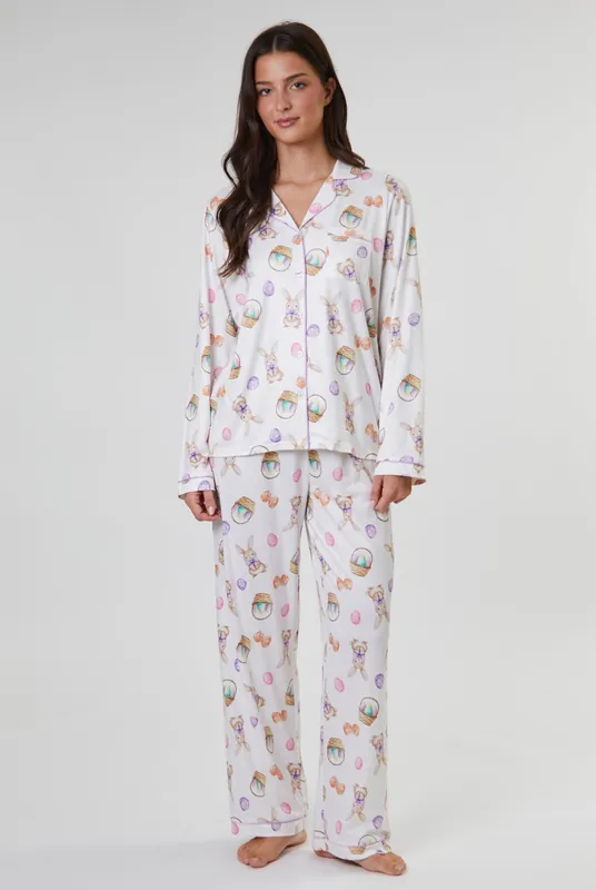 Bunny Printed Jersey Long Sleeve and Trouser Set - Loungeable