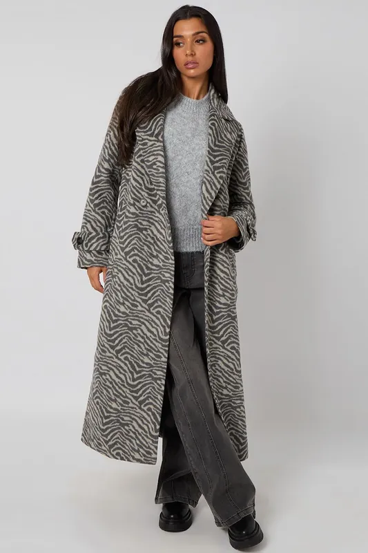 Longline Zebra Formal Coat - Urban Bliss