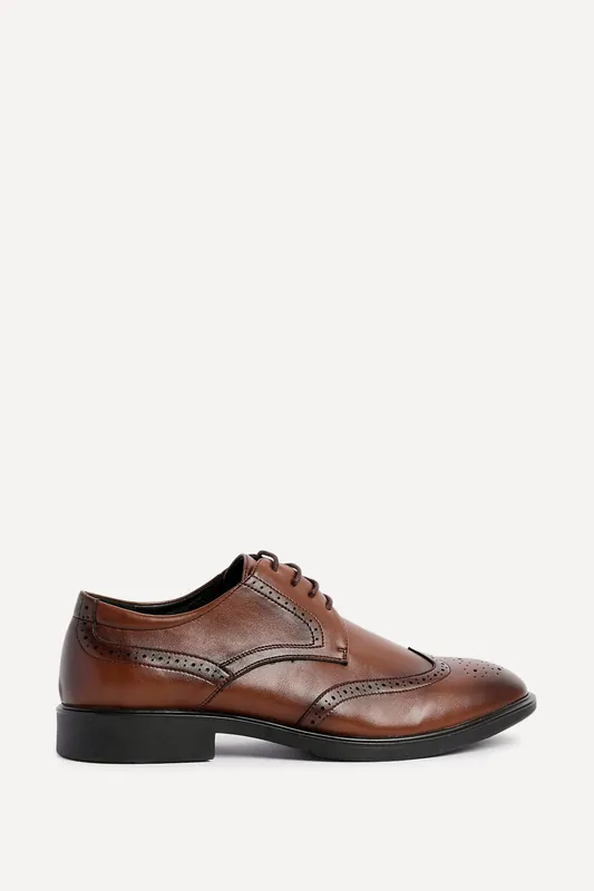 Marco Mens Brown Faux Leather Brogues Shoes - Linzi