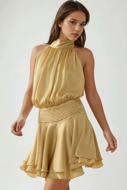 Textured Turtleneck Mini Dress - Hiccup
