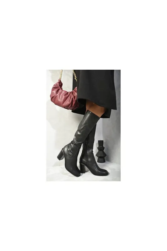 Madison Block Heel Knee High Boots - IKRUSH