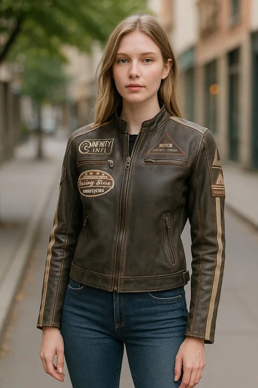 Biker Racing Badges Leather Jacket-Eastleigh