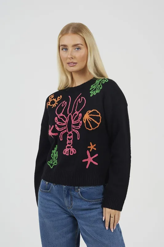 Sea Life Embroidered Jumper - Brave Soul