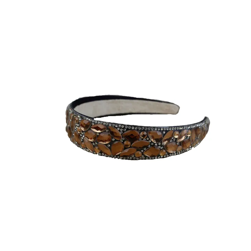 Satin Headband with Gold Gemstone Embelishment - SVNX
