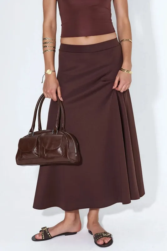 High Waist A-Line Midi Skirt