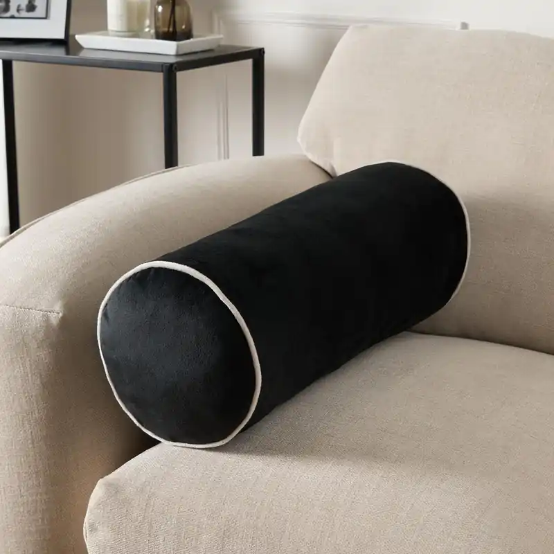 Bolster Cushion Matte Velvet Filled Bedroom Sofa Plump Decorative Scatter Pillow - OHS