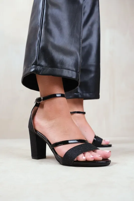 Perla' Wide Fit Mid High Block Heel Sandals With Ankle Strap - Where's That From