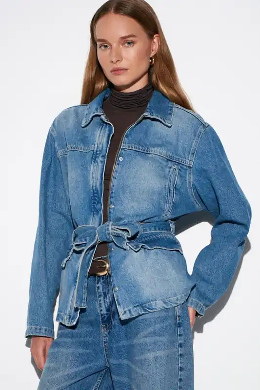 Women’s Belted Denim Jacket - Dilvin