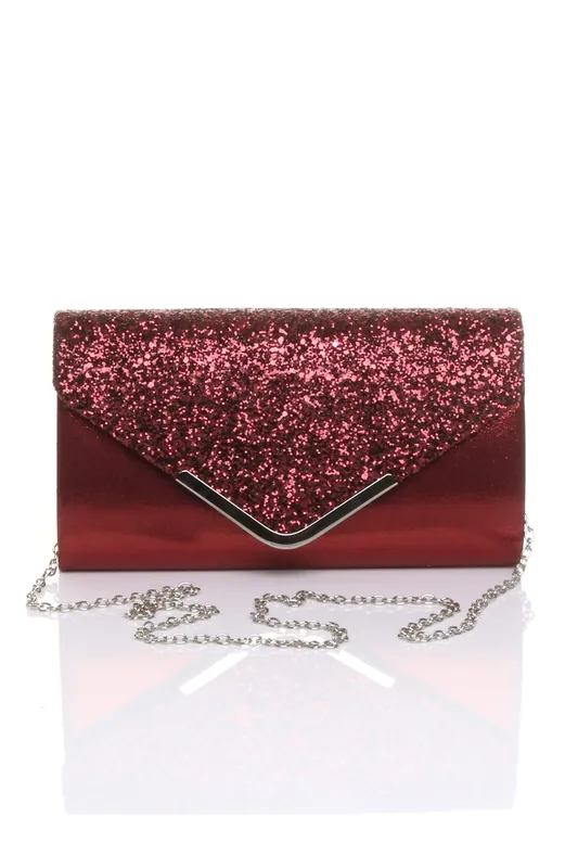 Glitter Envelope Evening Prom Party Clutch Shoulder Bag - AJVANI