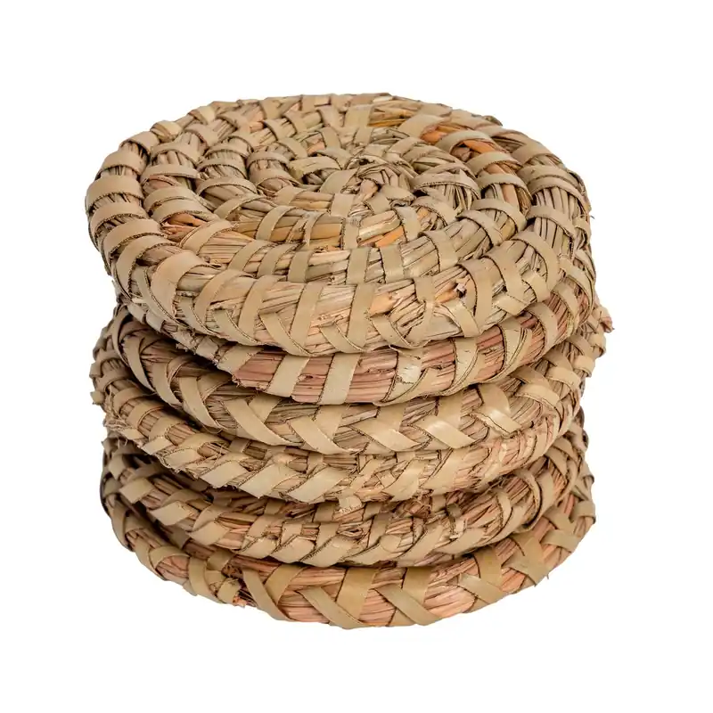 Round Coasters - 10cm - Set of 6 - Woven Palm Leaf