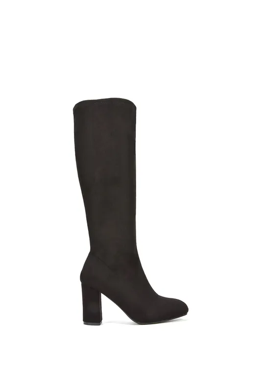 Clementine' High Block Heel Knee High Boots - XY London