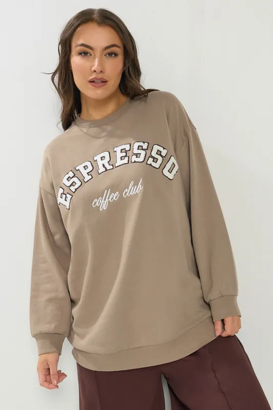 Espresso' Slogan Sweatshirt - Yours