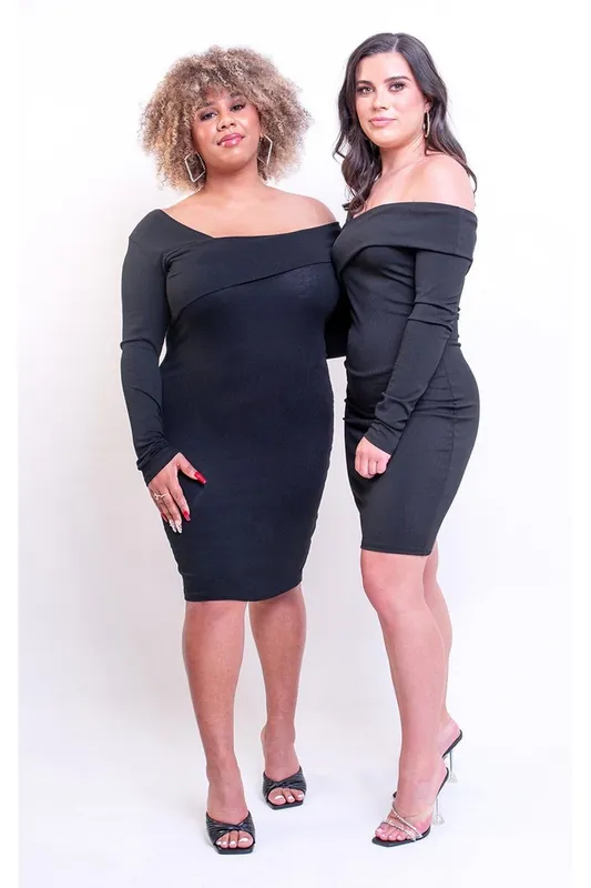 Isabella Off Shoulder Long Sleeve Bodycon Dress - IKRUSH