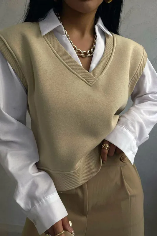 V Neck Sleeveless Sweatshirt - Hiccup
