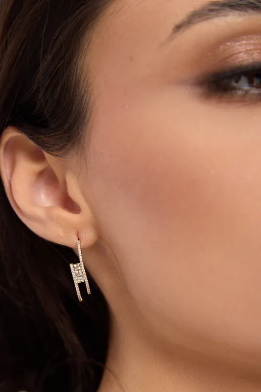 Crystal Double Bar Hoop Earrings - Liquorish
