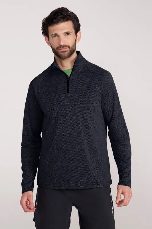 Top Spin' Warm Comfortable Stretchy Textured Active Half Zip Midlayer - Mountain Warehouse