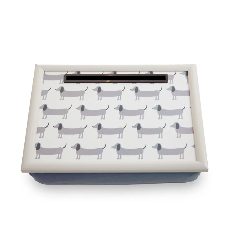 Stylish Dachshund Lap Tray with Ipad Holder, Cushioned Base Tray For Bedroom, Raised Rim Kitchen Tray - Orsina