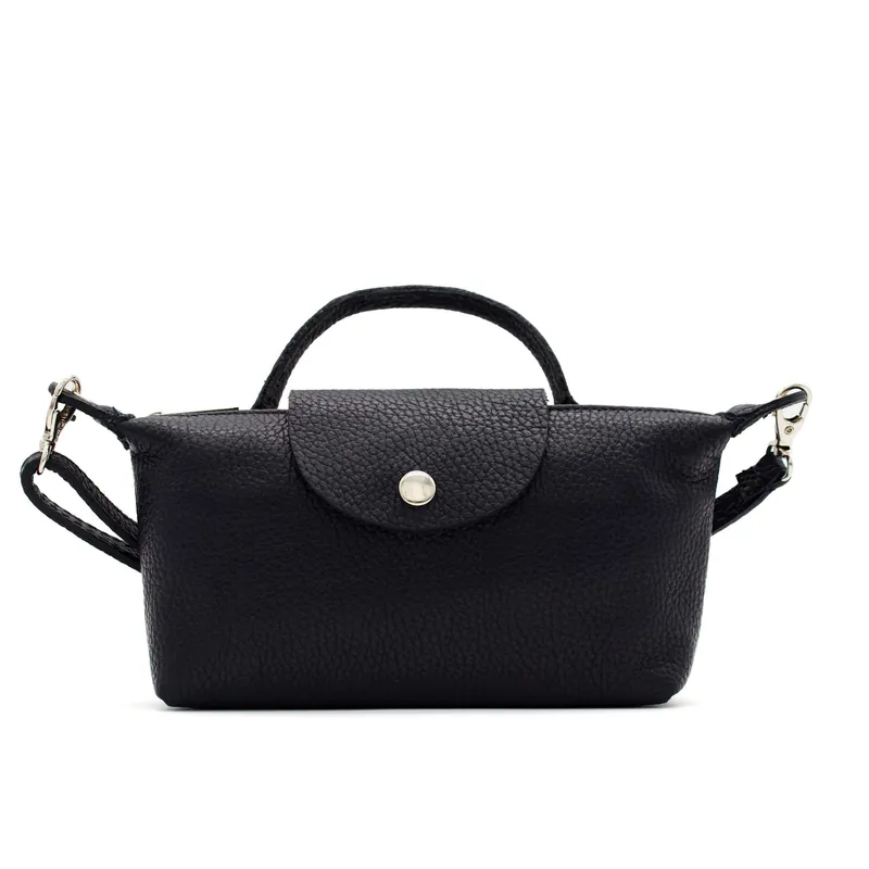 Italian Genuine Leather Mini Top Handle Crossbody Bag With Detachable Strap - Kitise