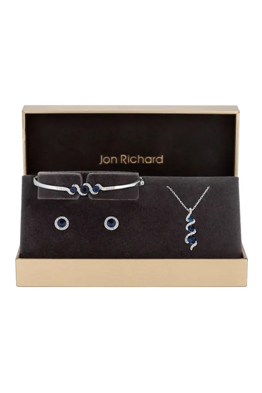 Sapphire And Crystal Twist Drop Set - Gift Boxed