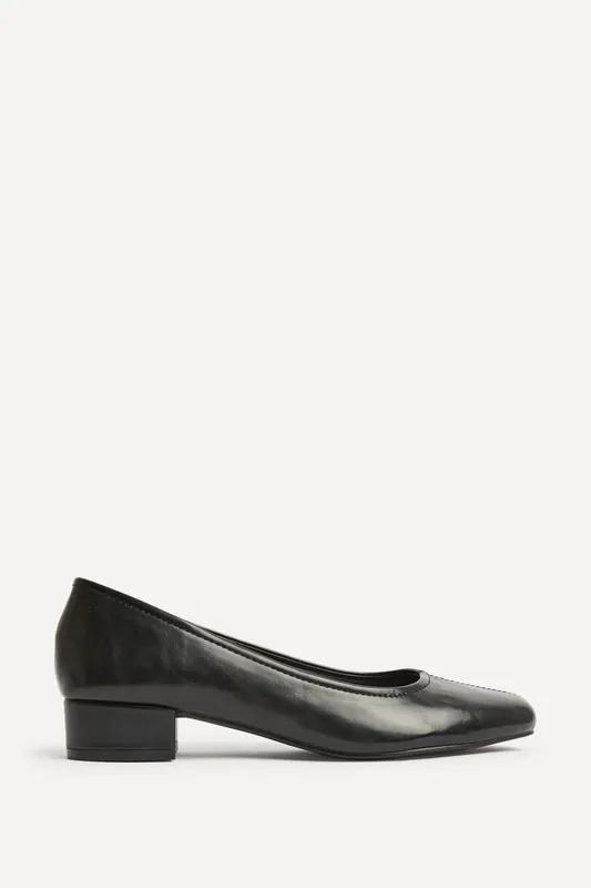 Origin Black Low Block Court Heels - Linzi