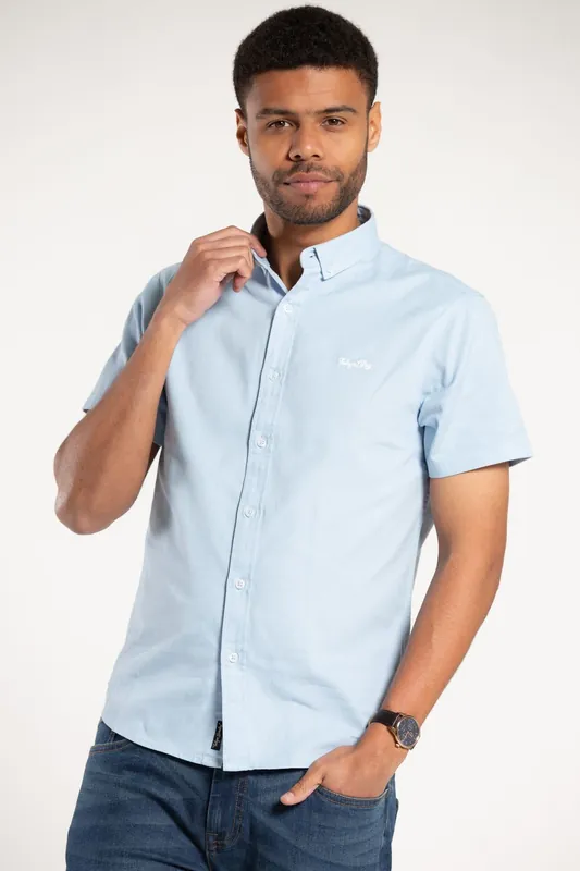 Cotton Short-Sleeve Button-Down Shirt