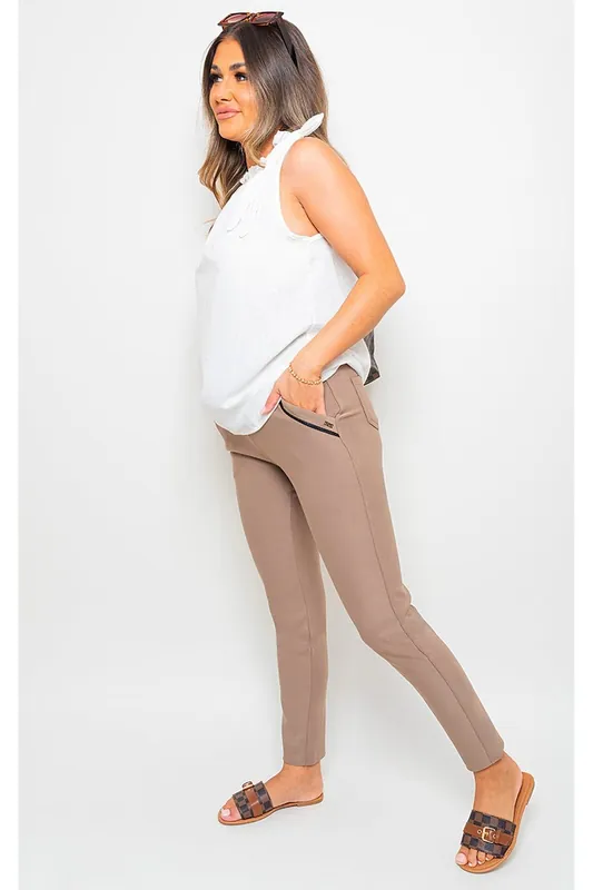 Carmela High Waist Double Band Pocket Leggings - IKRUSH