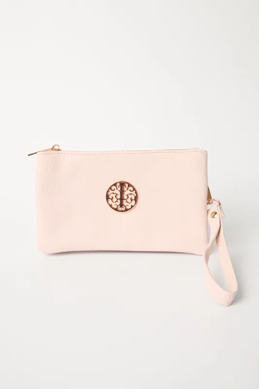 Detailed Zip Up Purse With Detachable Strap - Blue Vanilla