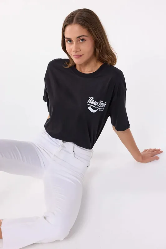 Printed Round Neck Short Sleeve T-Shirt