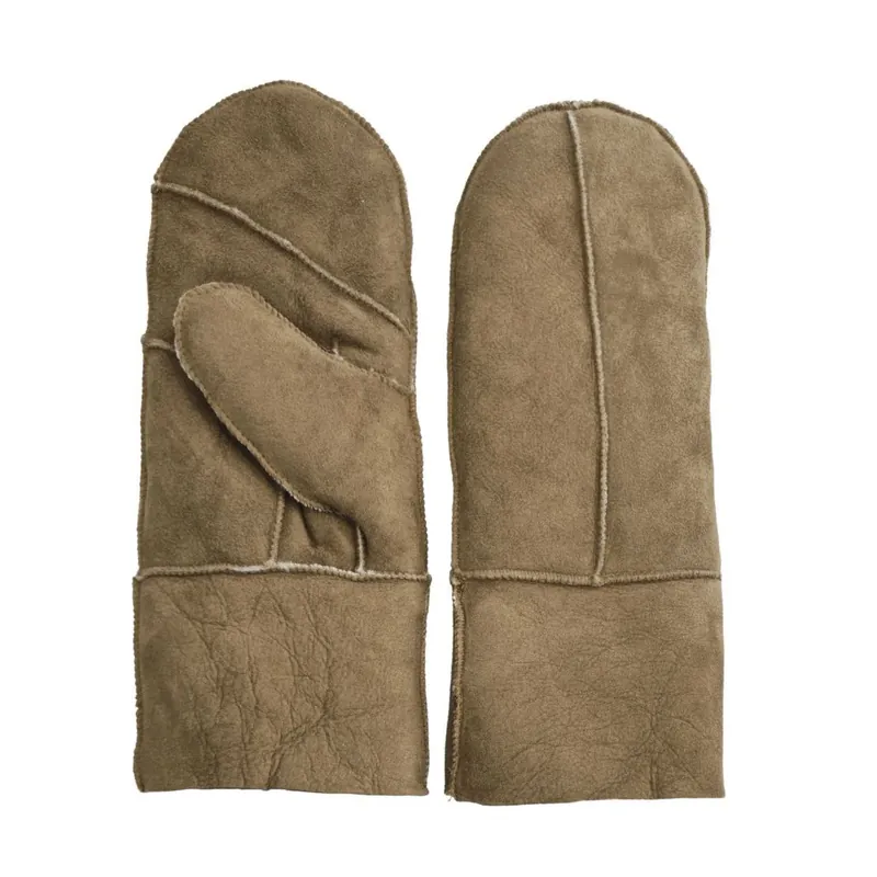 Sheepskin Mittens Suede Winter Gloves Shearling Wool Lining - TruClothing