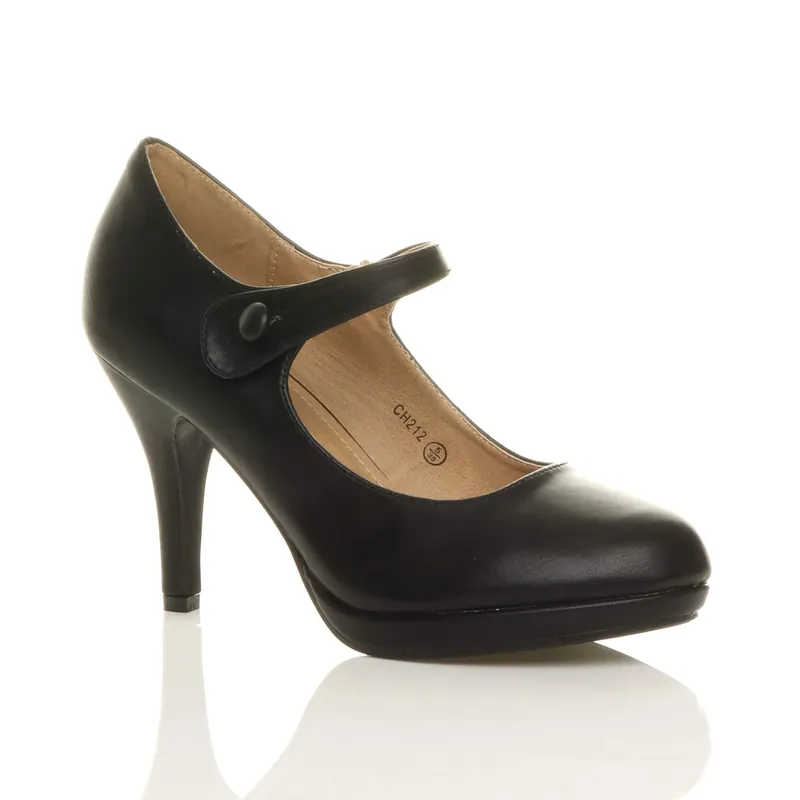 High Heel Mary Jane Court Shoes - AJVANI
