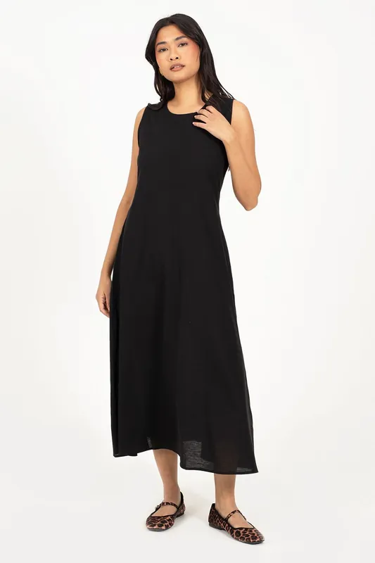 Panelled Sleeveless Crew Neck Midi Dress - Brave Soul